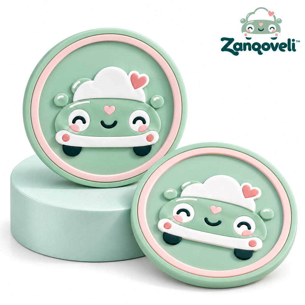 Zanqoveli™ Smiley Car Cup Coasters — Set of 2 — clean product view