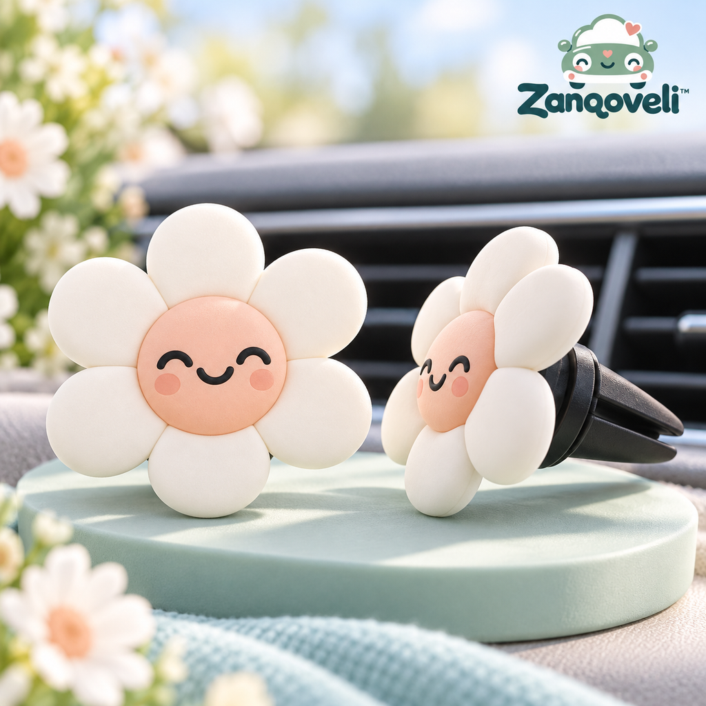 Zanqoveli™ Smiling Daisy Vent Clips — Set of 2 — styled product view
