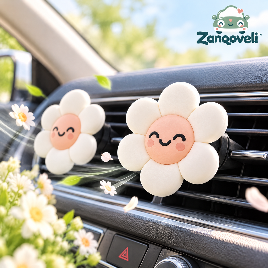 Zanqoveli™ Smiling Daisy Vent Clips — Set of 2 — lifestyle view