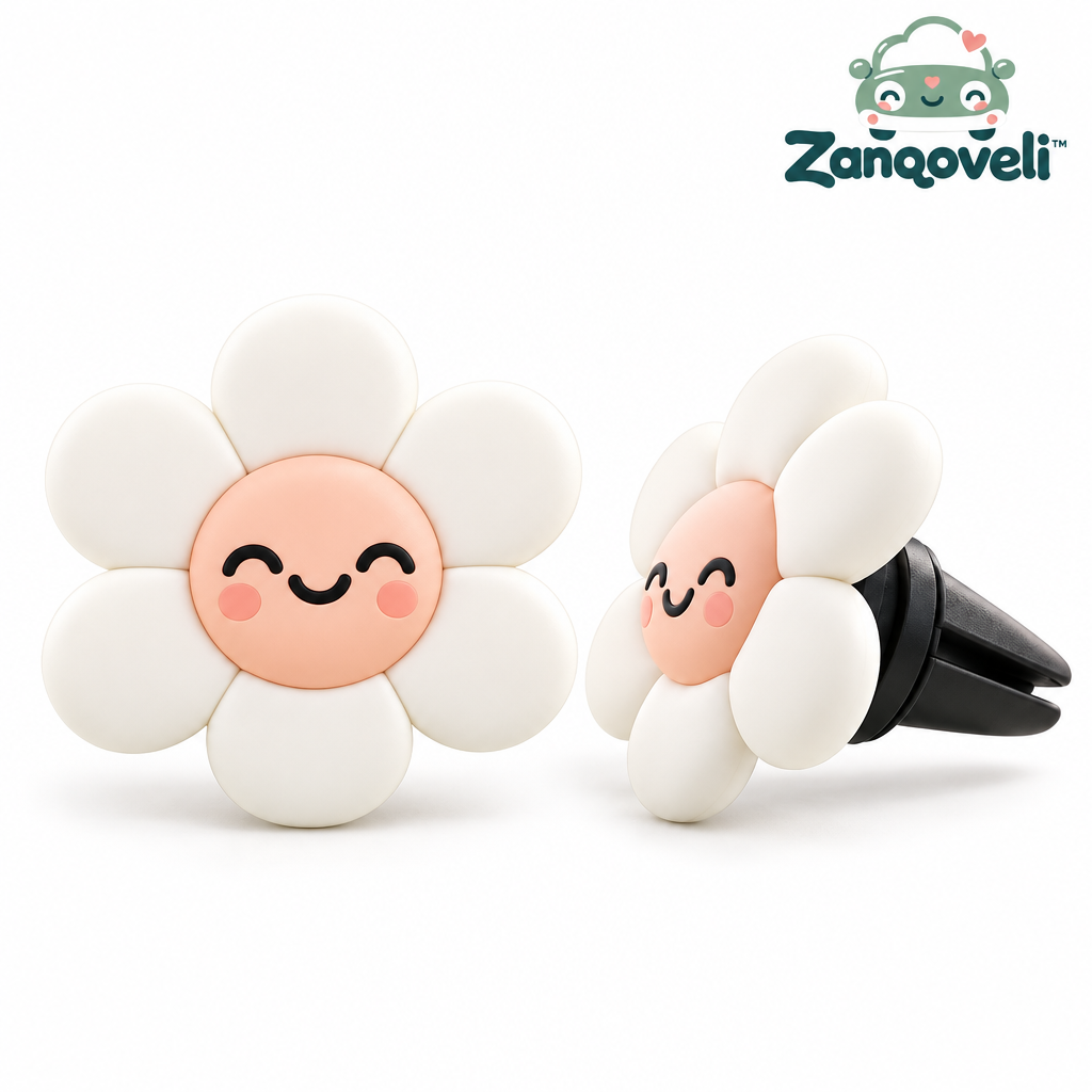 Zanqoveli™ Smiling Daisy Vent Clips — Set of 2 — clean product view