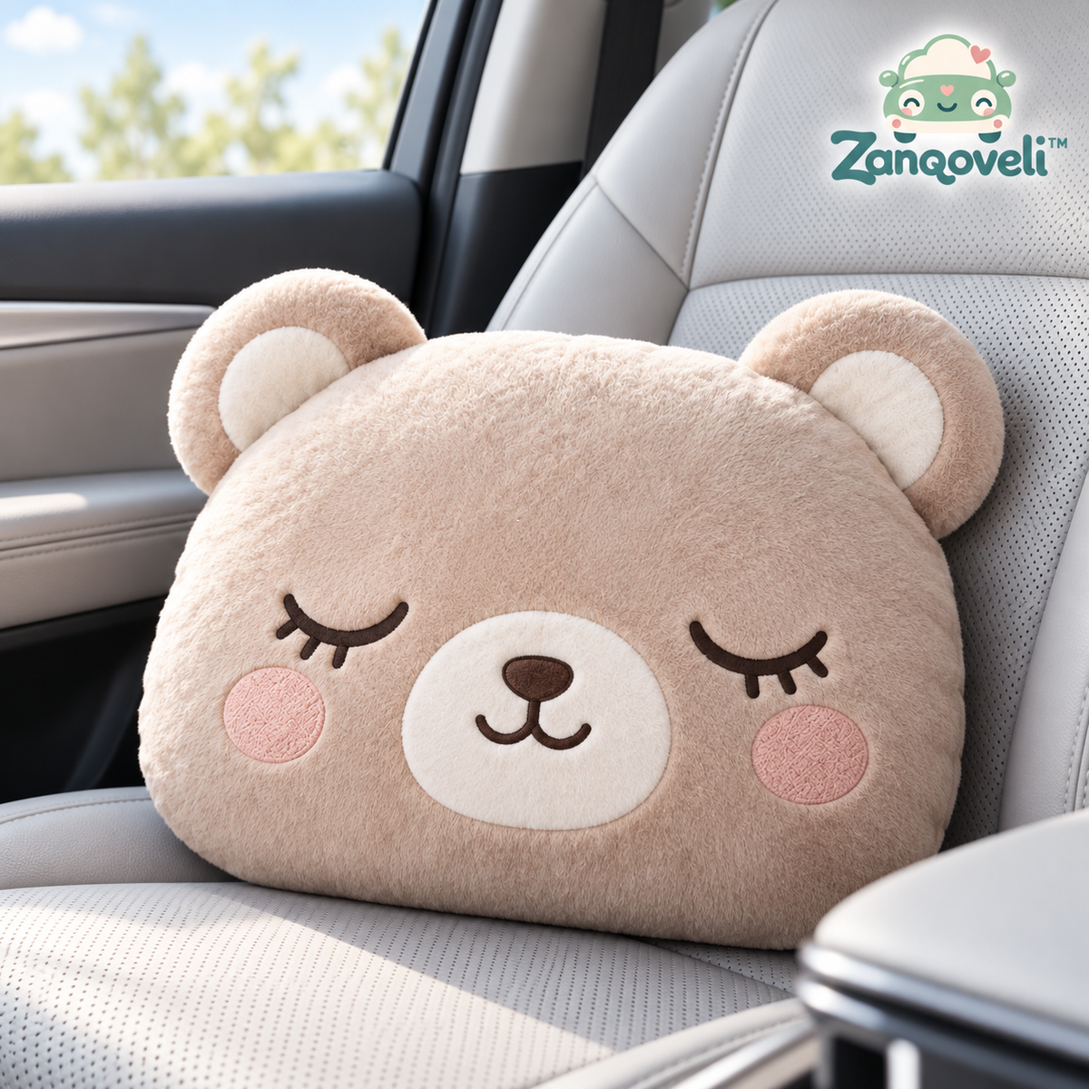 Zanqoveli™ Sleepy Bear Car Cushion — styled product view