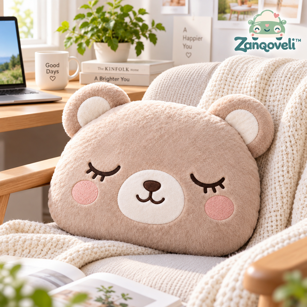 Zanqoveli™ Sleepy Bear Car Cushion — lifestyle view