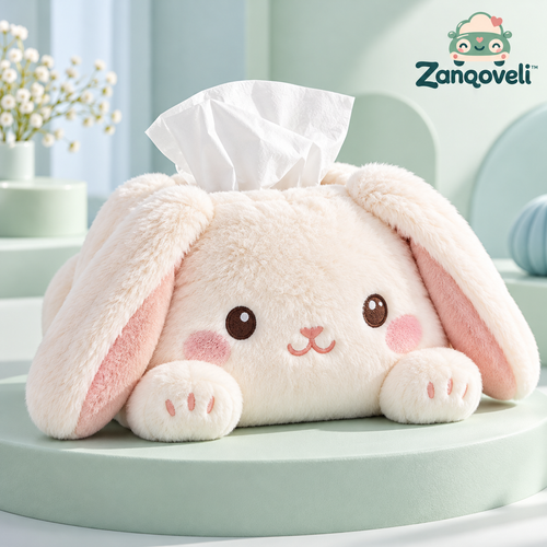Zanqoveli™ Bunny Tissue Box Cover — styled product view