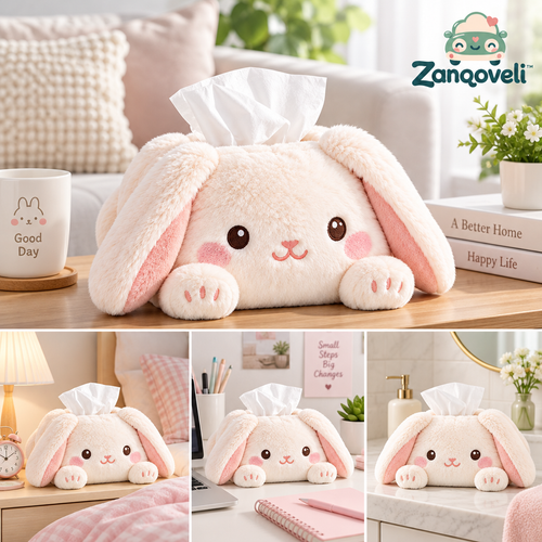 Zanqoveli™ Bunny Tissue Box Cover — lifestyle view