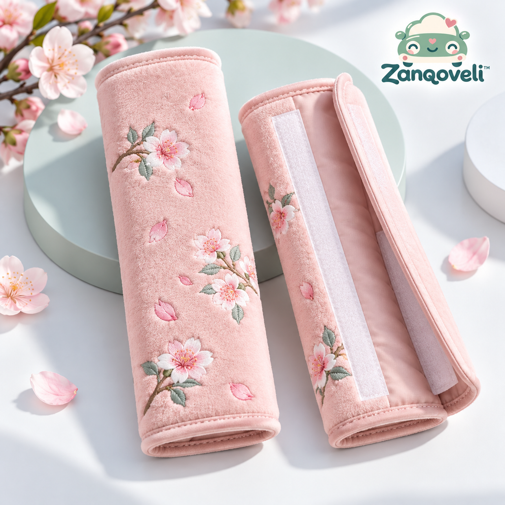 Zanqoveli™ Blossom Seat Belt Pads — Set of 2 — styled product view