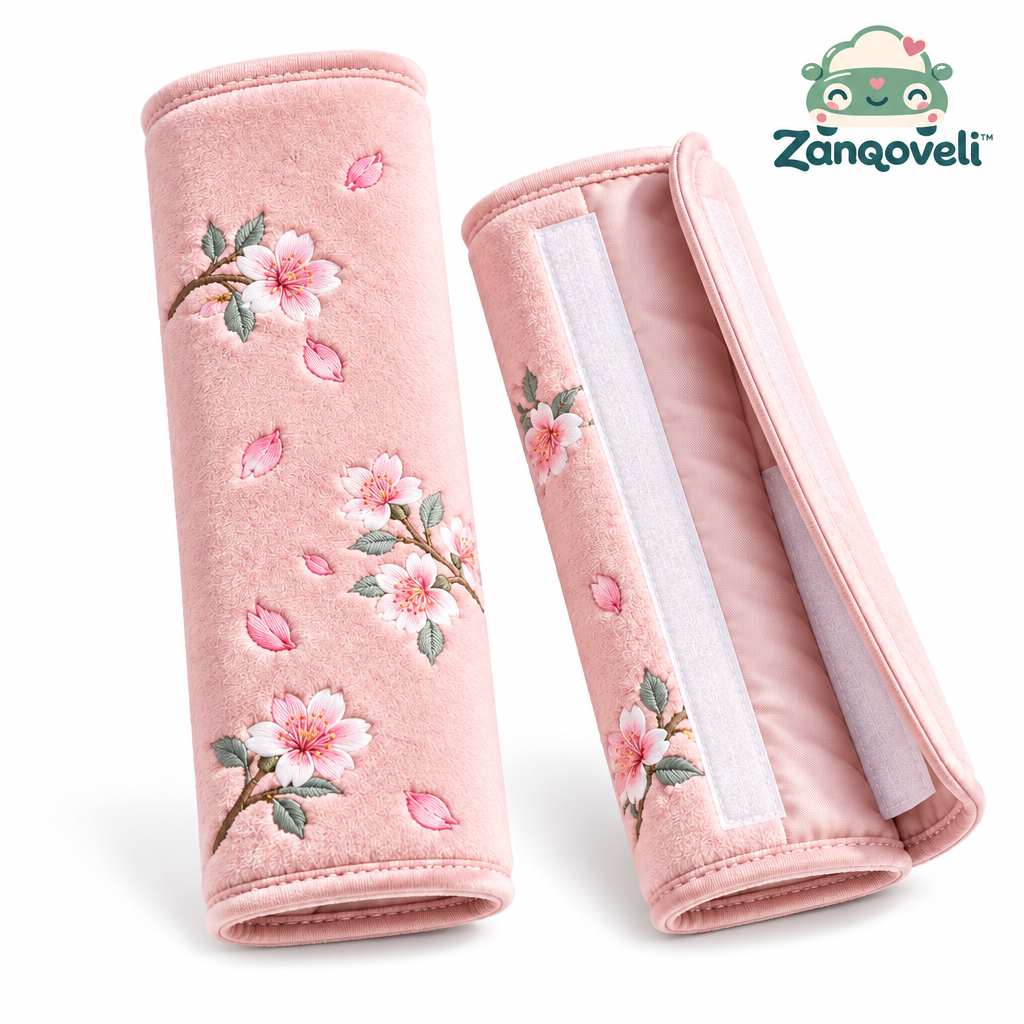 Zanqoveli™ Blossom Seat Belt Pads — Set of 2 — clean product view