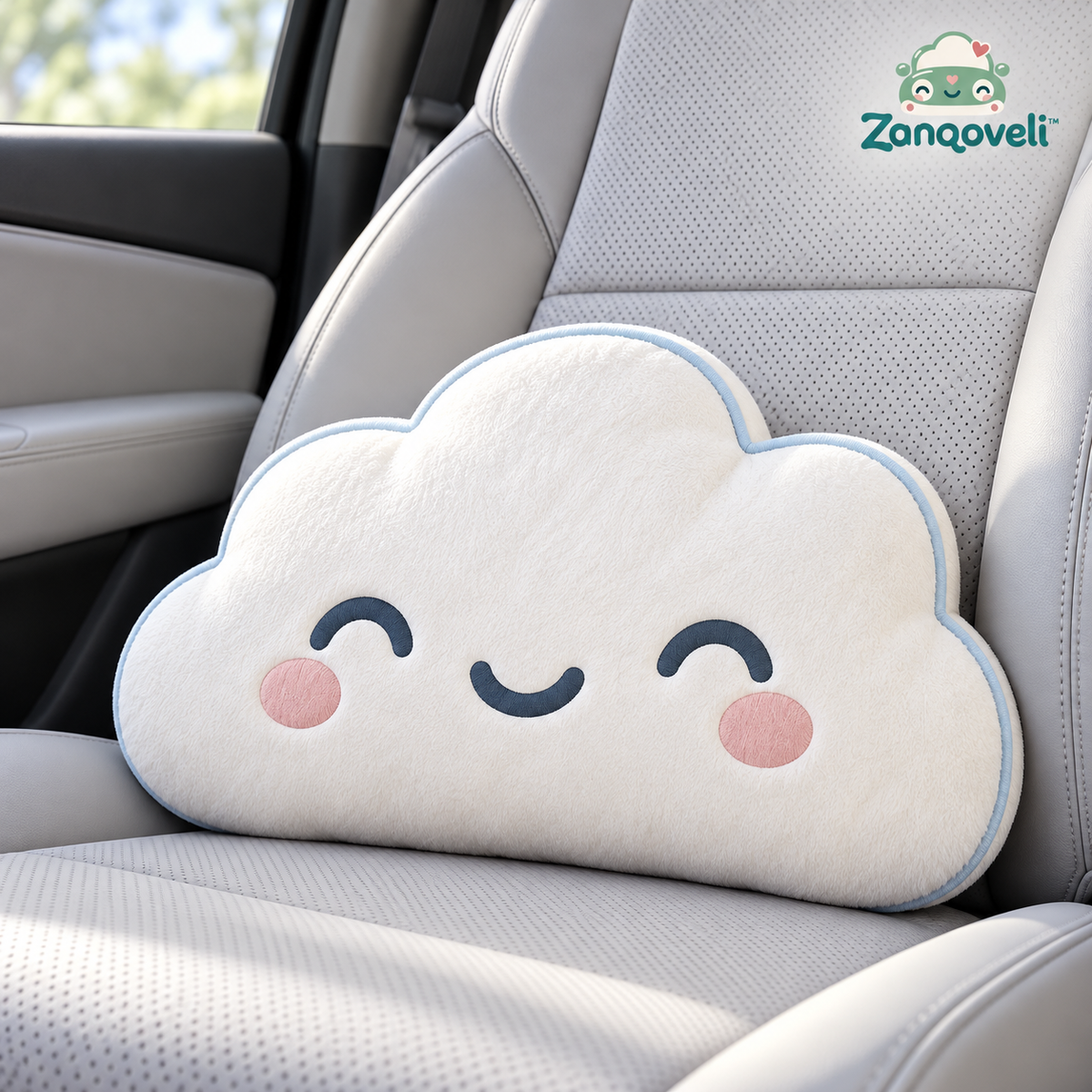 Zanqoveli™ Smiling Cloud Lumbar Cushion — styled product view