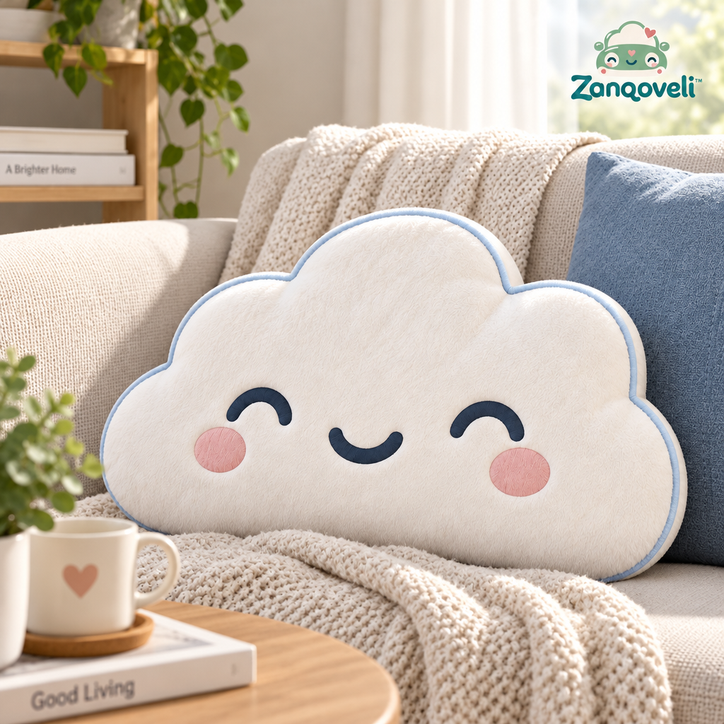 Zanqoveli™ Smiling Cloud Lumbar Cushion — lifestyle view