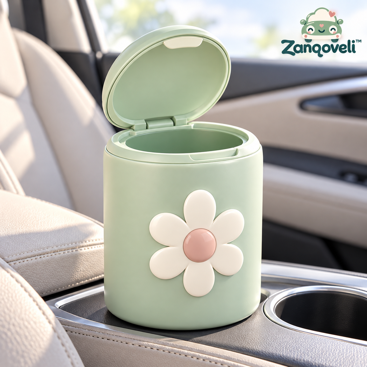 Zanqoveli™ Daisy Mini Car Trash Bin — styled product view