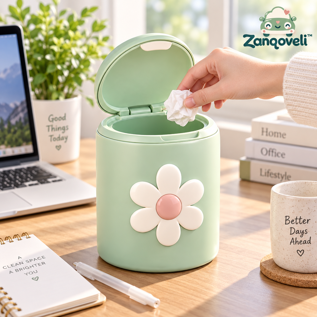 Zanqoveli™ Daisy Mini Car Trash Bin — lifestyle view
