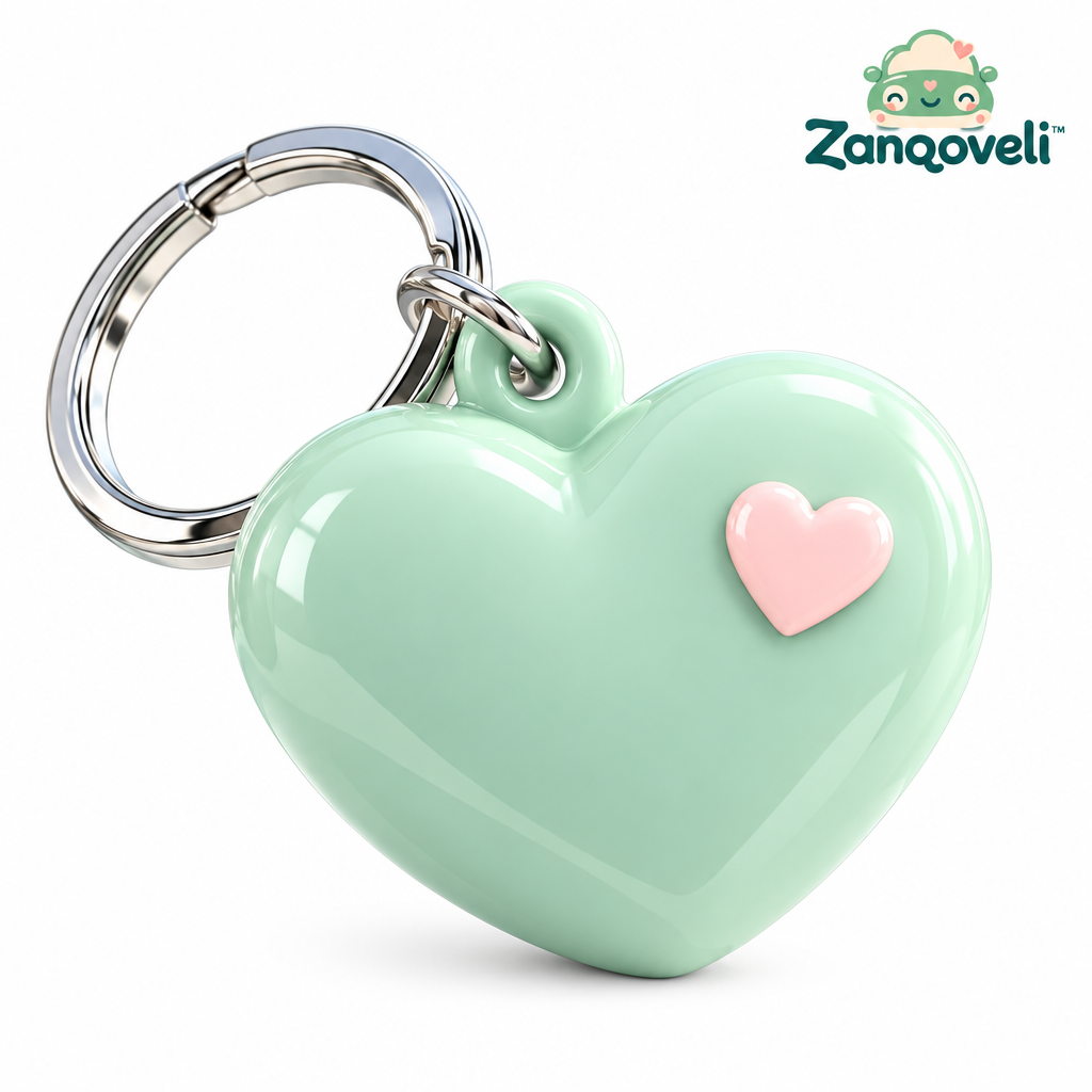 Zanqoveli™ Mint Heart Keychain — clean product view