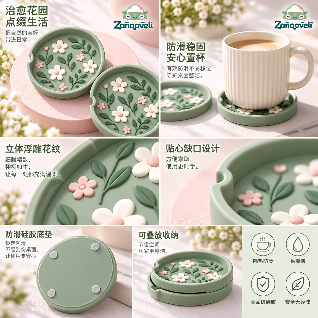 Zanqoveli™ Garden Cup Holder Inserts — Set of 2 — design details