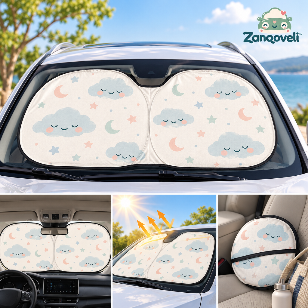 Zanqoveli™ Sweet Dreams Windshield Sunshade — lifestyle view
